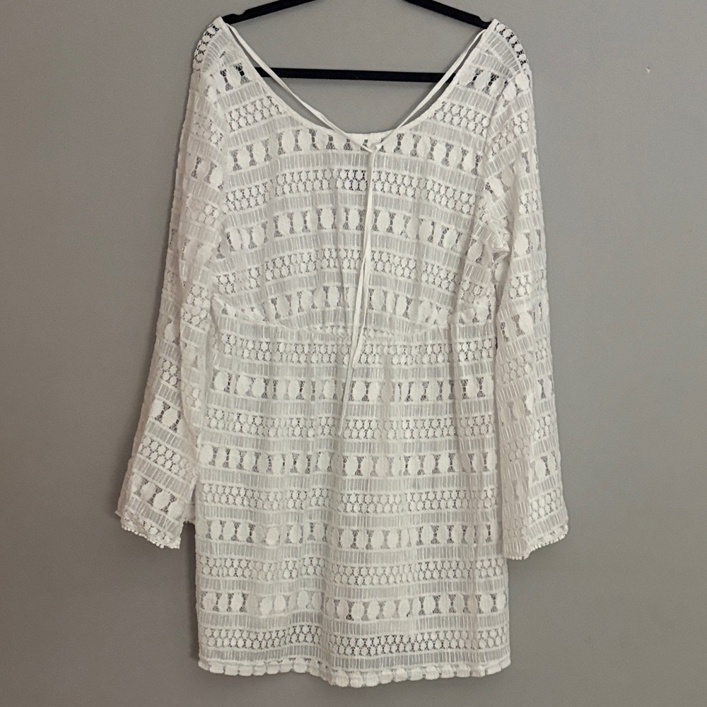 Torrid White Cotton Crochet Swim Coverup
